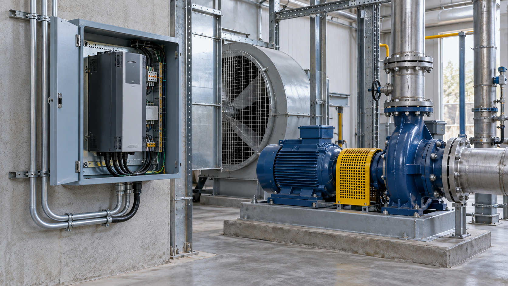 AC drive controlling speed on an industrial pump and conveyor application