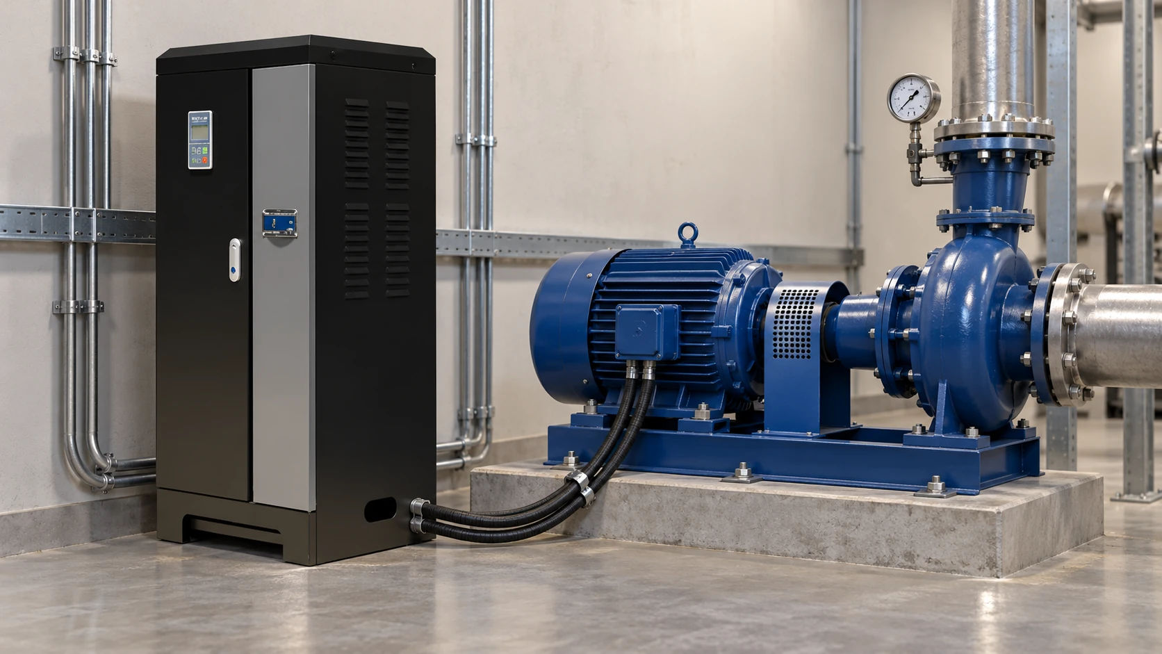 NENA soft starter for controlled motor starting in a fixed-speed pumping application